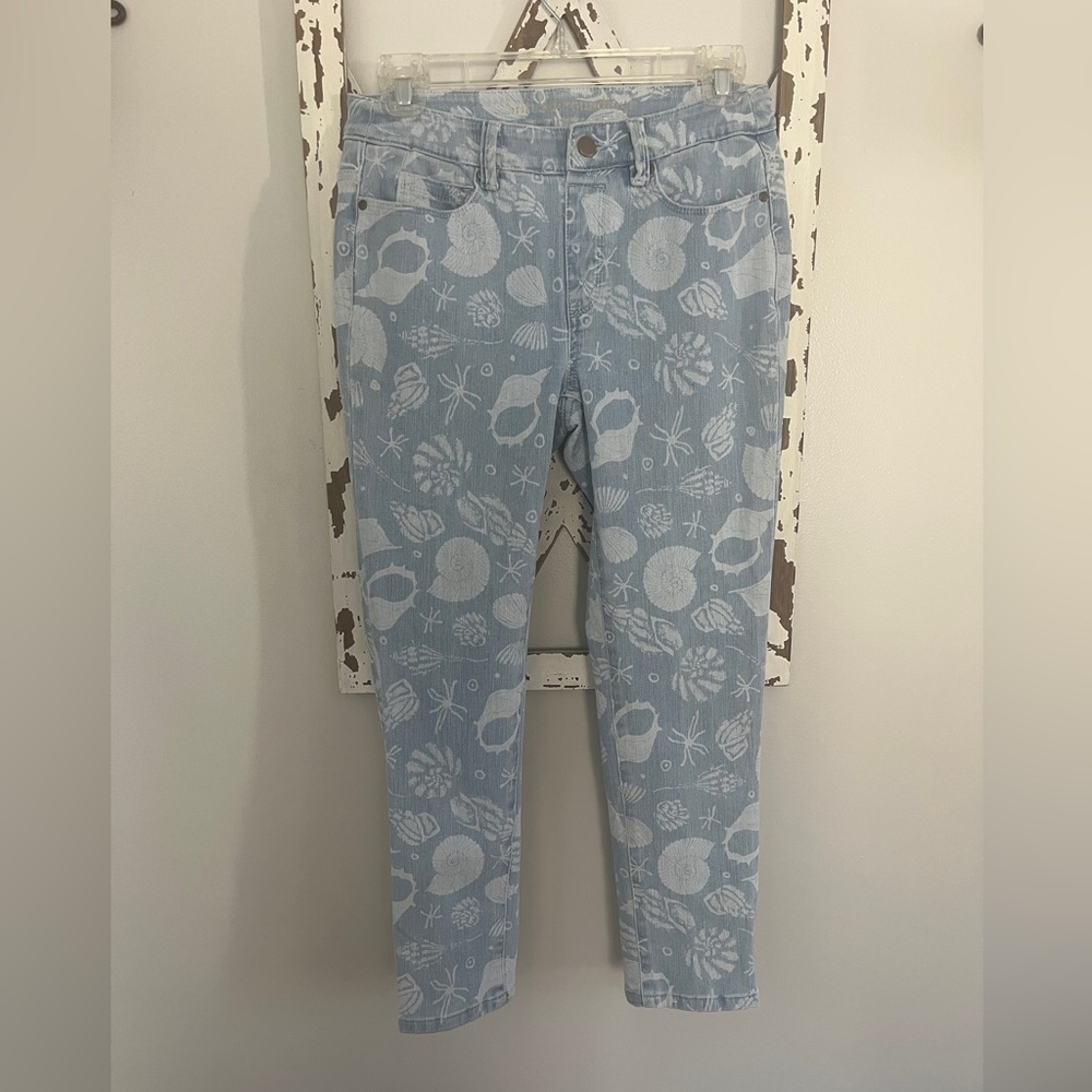 Soft Surroundings Seashell Print Captiva Jeggings Petite‎ XS Skinny Jeans